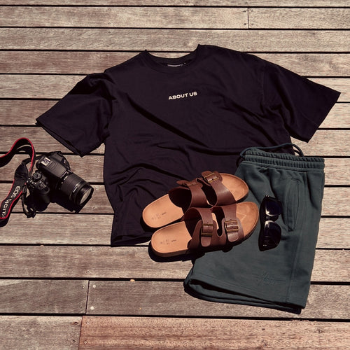 About Us - Oversized ABOUT US Word Logo T Shirt