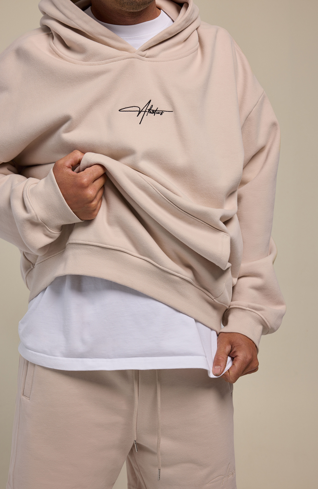 About Us Elements Hoodie and Jogger Set in Ivory — hoodie and shorts, matching set