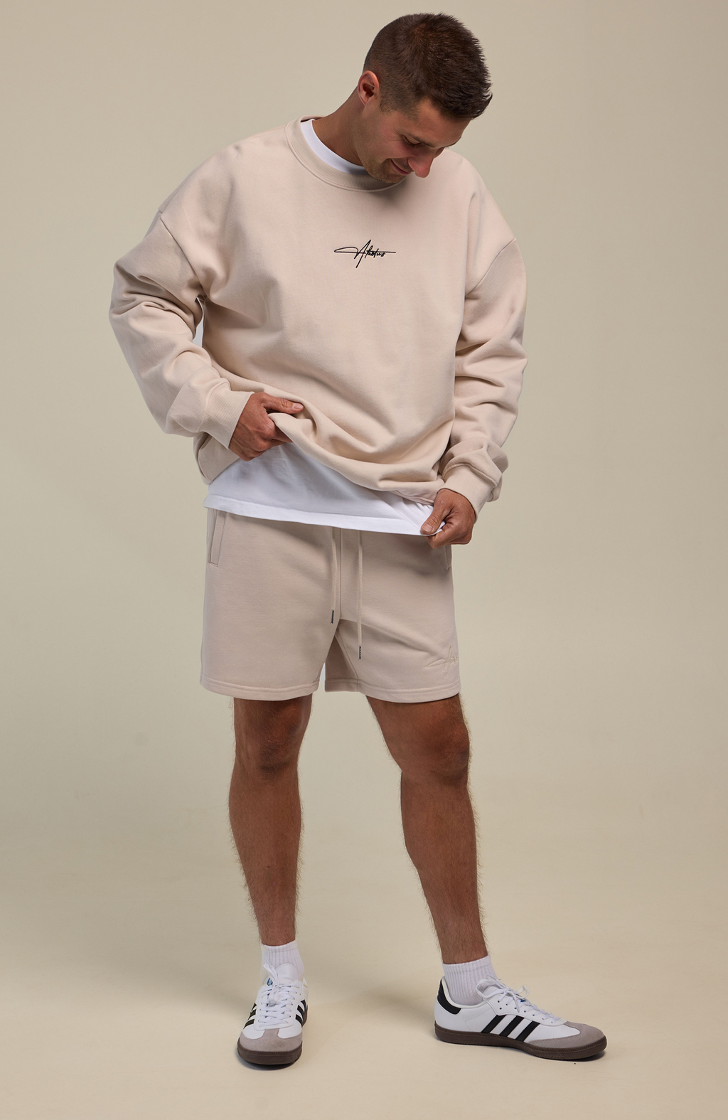About Us Elements Hoodie and Jogger Set in Ivory — 100% cotton 460gsm, full set view
