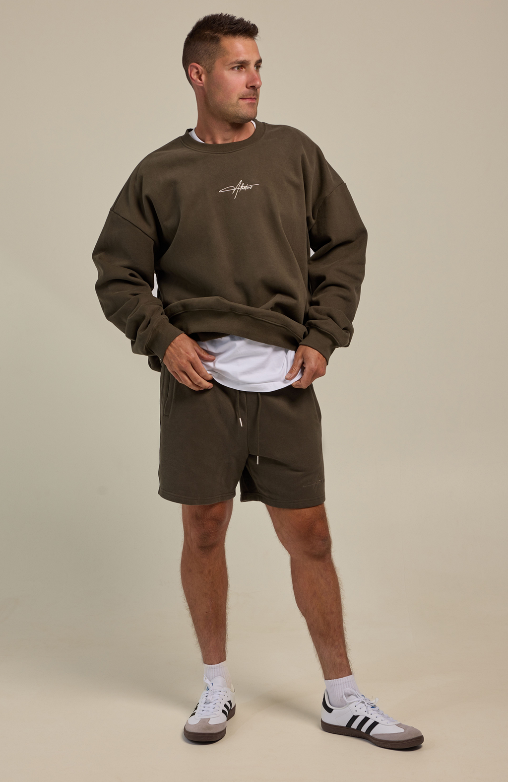 About Us Elements Hoodie and Jogger Set in Forest Green — 100% cotton 460gsm, full set view