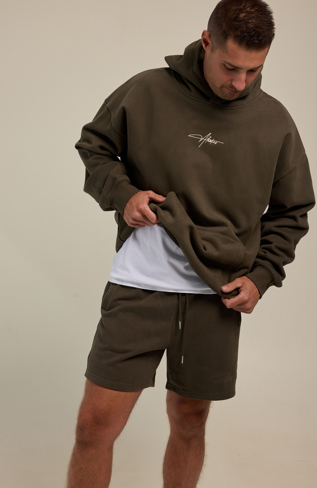 About Us Elements Hoodie and Jogger Set in Forest Green — hoodie and shorts, matching set