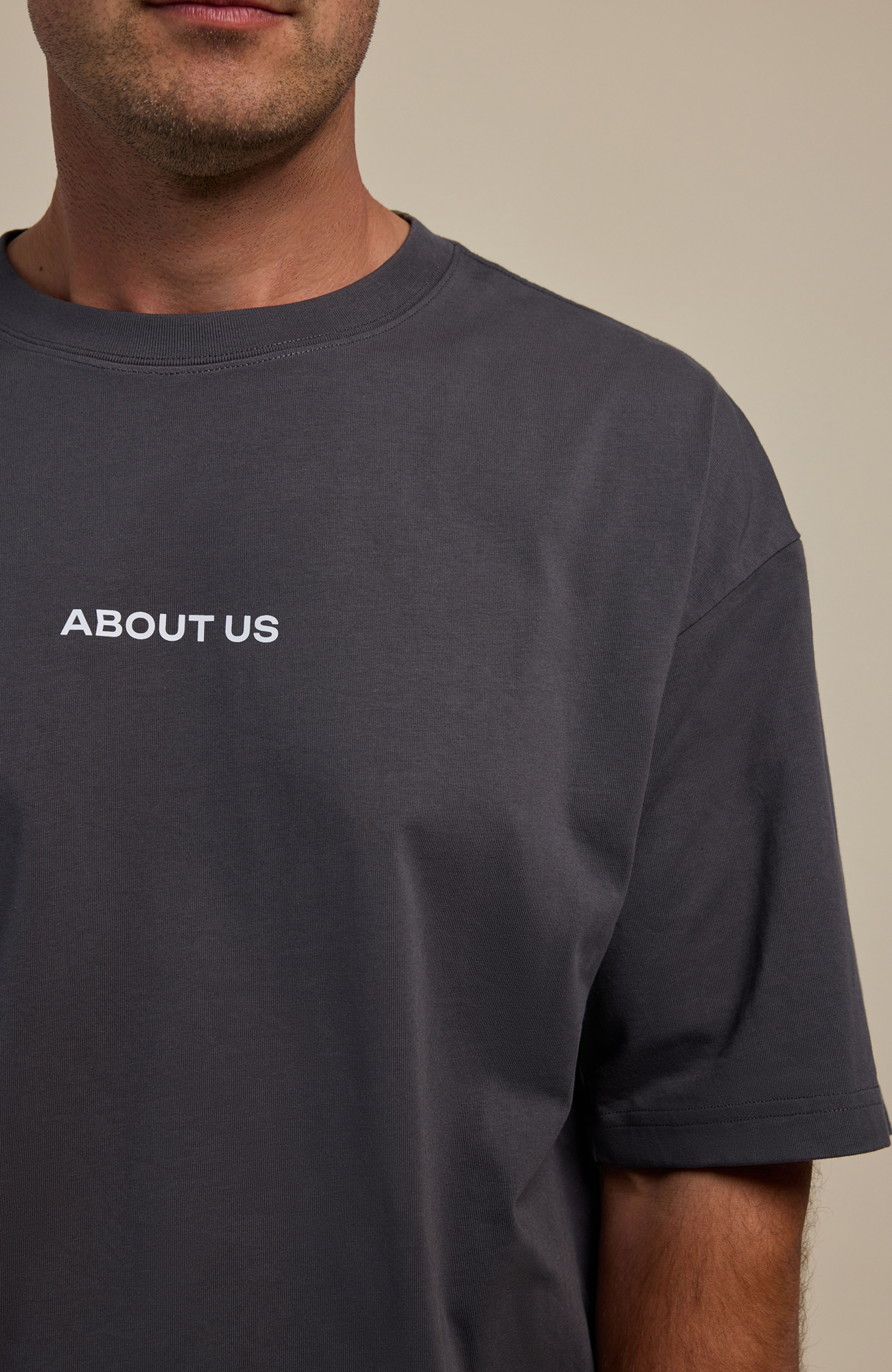 About Us - Oversized ABOUT US Word Logo T Shirt