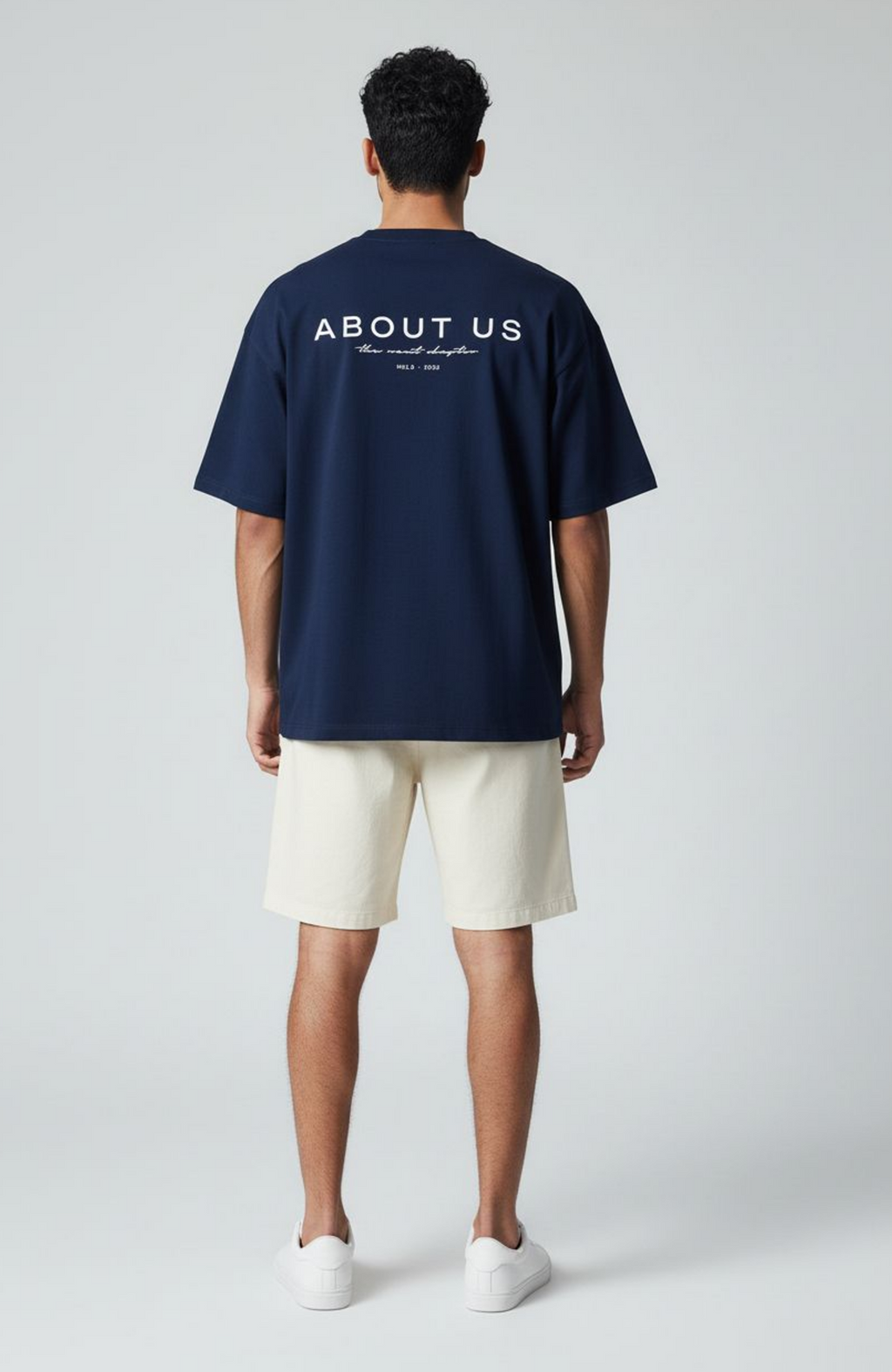 About Us The Next Chapter Oversized T-Shirt — Cream colourway, boxed heavyweight cotton