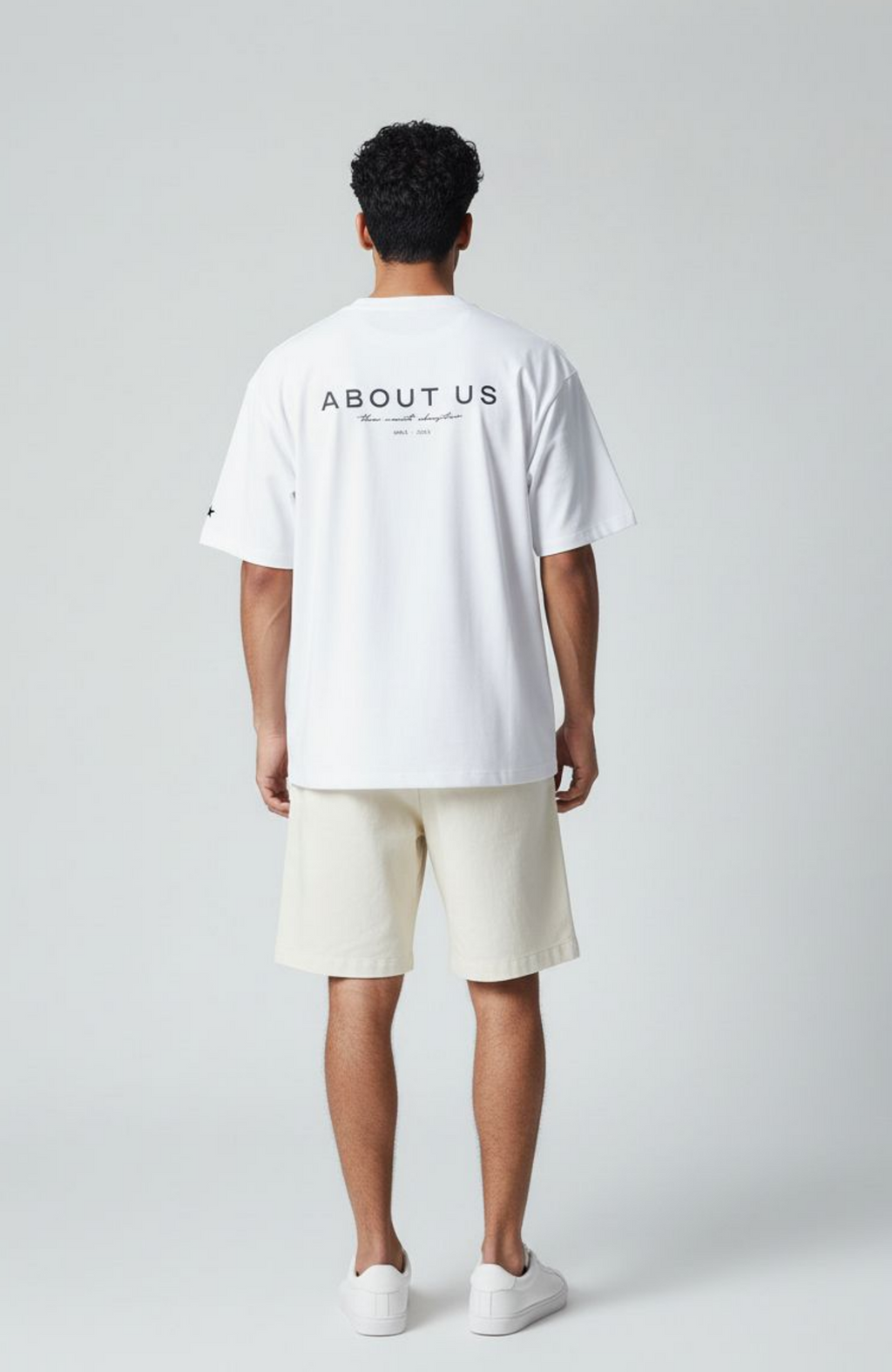 About Us The Next Chapter Oversized T-Shirt — back view, 260gsm heavyweight cotton