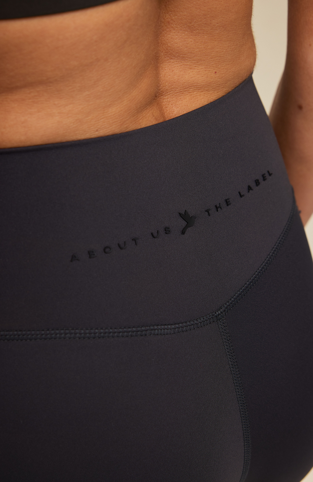 About Us Aura gray sports leggings, back waistband detail