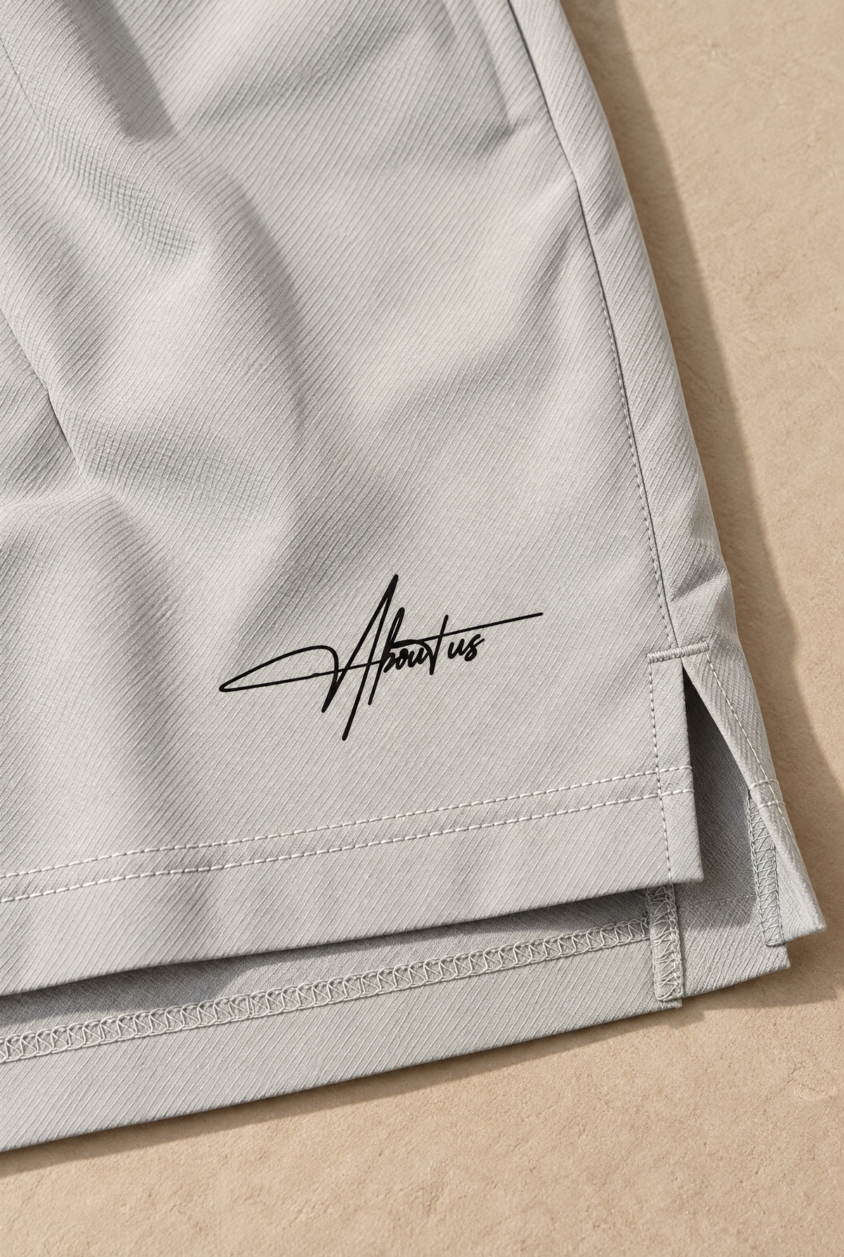 Halo Active Shorts in Grey, hem detail