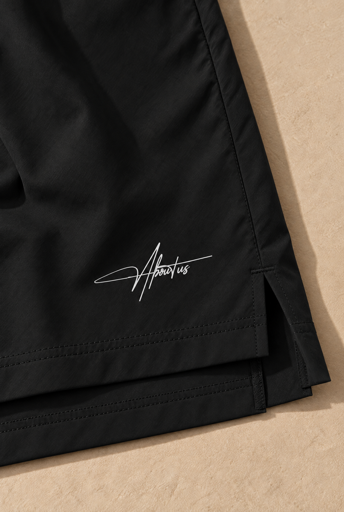 Halo Active Shorts in Black, hem detail